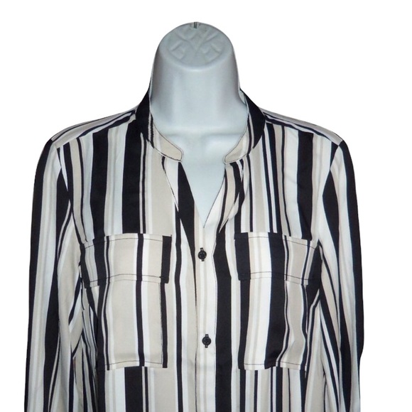 Jones New York Black Striped Button Down Top Blouse - Size Small - NWT - Picture 3 of 10